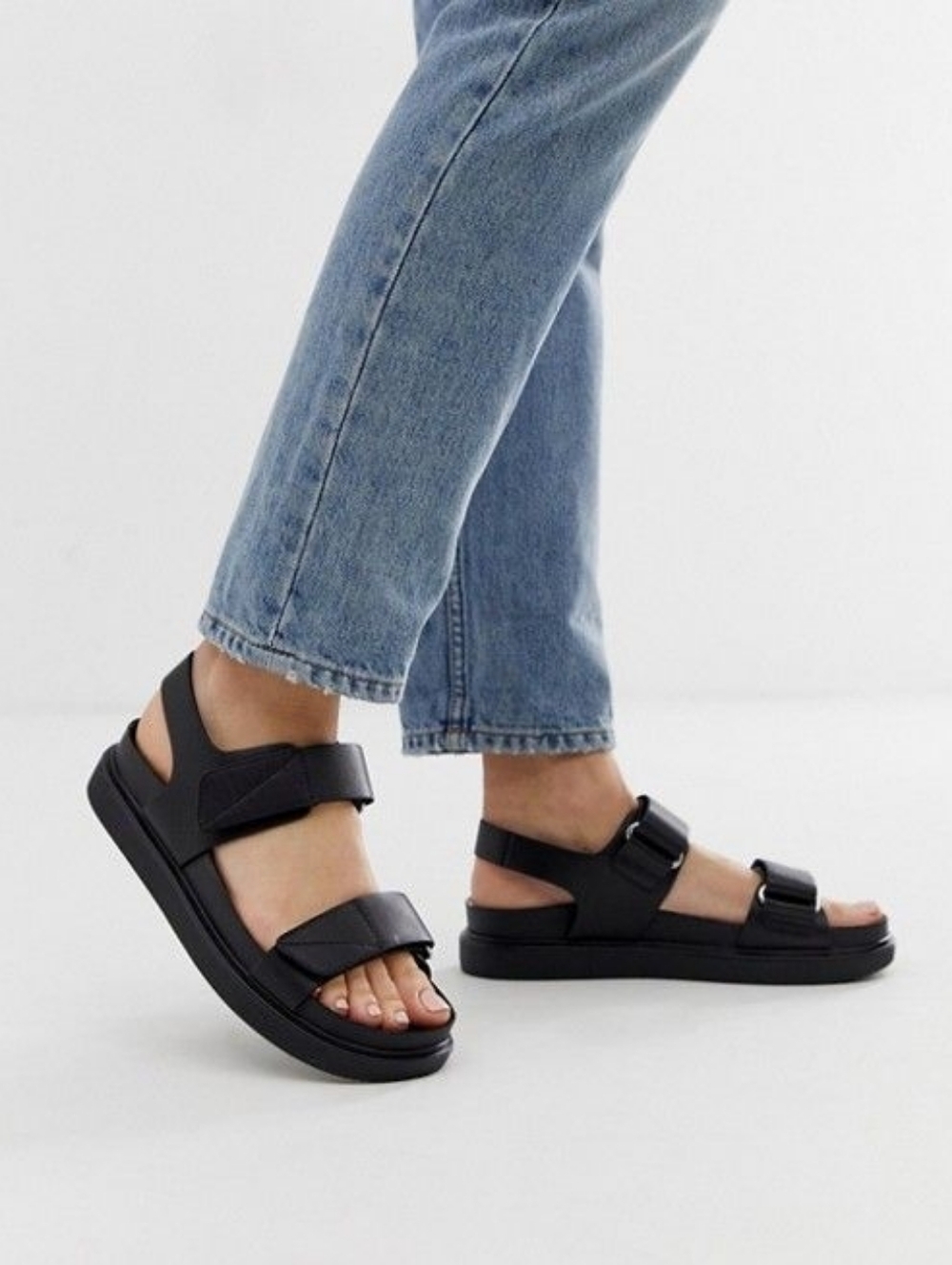 Vagabond Erin Sandals Black Leather Strap Slingback Adjustable Size 38 8